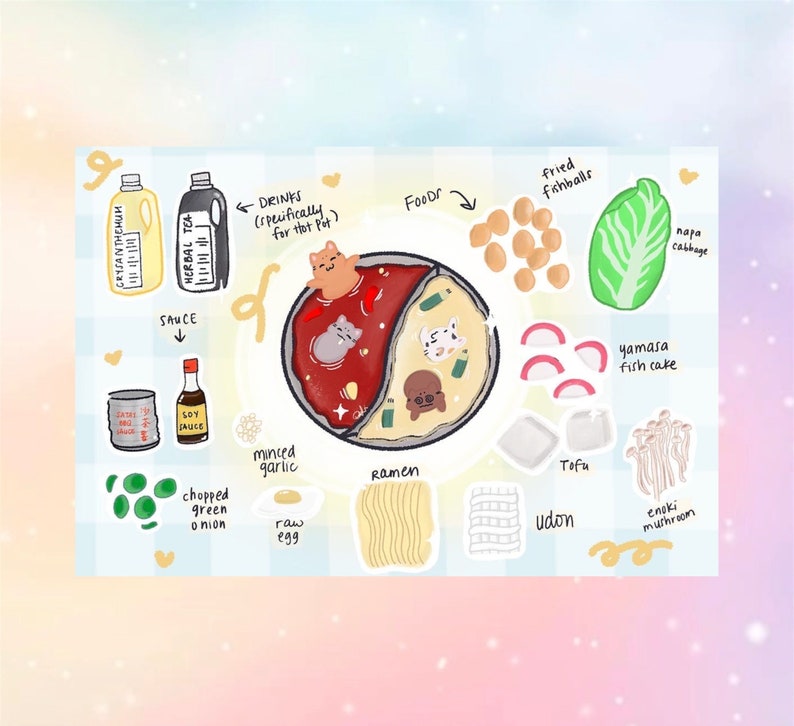 Asian Hot Pot Art Print 4 X 6 Warm Cozy Meal Etsy