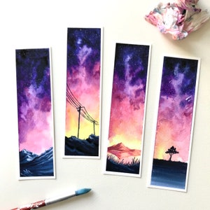 Watercolor Bookmarks, Galaxy Bookmarks, FineArtPrint image 1