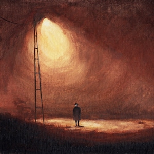 Spooky Wandering Man Halloween Art Print: Fall Decor (8x10)