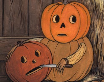 Impresión mural "Más allá del jardín", 20 x 20 cm, pintura de calabaza, Halloween, Pottsfield, fantasía oscura