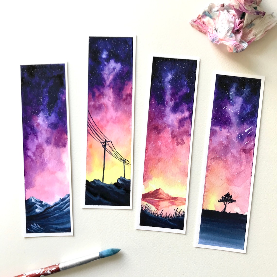 Watercolor Bookmarks Galaxy Bookmarks FineArtPrint Etsy