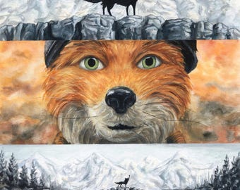 Fantastic Mr Fox Print,  5x7in, 8x10in and 11x14&quot;, Illustration, Halloween, Halloween Decor, Thanksgiving decor