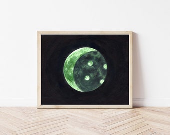 Coraline Art Print &quot;Button Moon&quot; 5x7in or 8x10in, Illustration , Gouache Print, Watercolor Print, Illustration