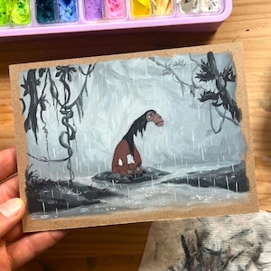 Kuzco Llama Gouache Painting: Emperor&#39;s New Groove Fan Art (5x7&quot;)