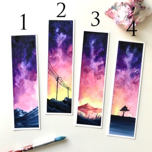 Watercolor Bookmarks, Galaxy Bookmarks, FineArtPrint image 2