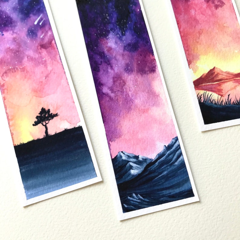 Watercolor Bookmarks, Galaxy Bookmarks, FineArtPrint image 3