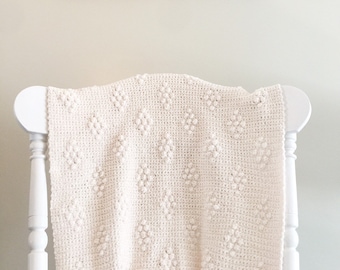 Velvet baby blanket, luxury baby blanket, handmade blanket, fringe blanket, white blanket