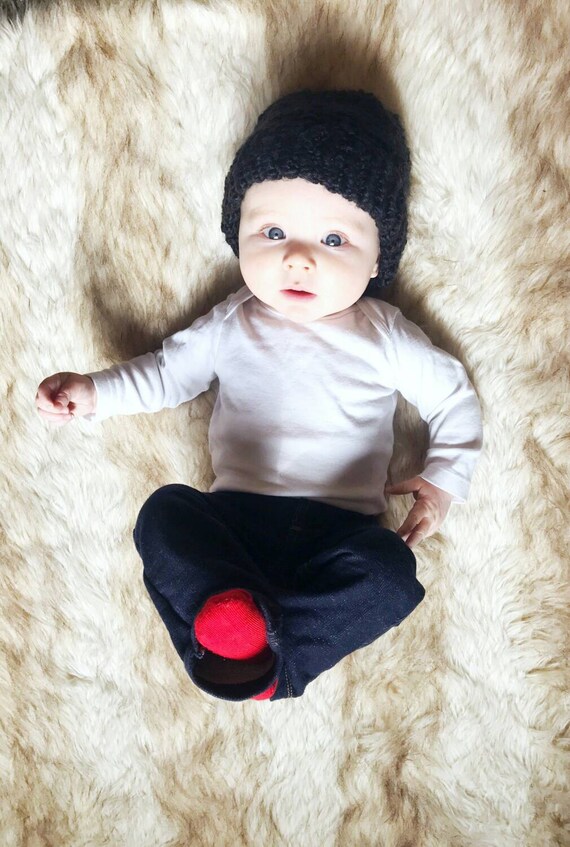 Bonnet de bebe noir bonnet classique doux et moelleux bonnet unisexe en tricot pour bebe bonnet noir slouchy bonnet slouchy pour enfants bonnet de garcon chapeau de fille Etsy France