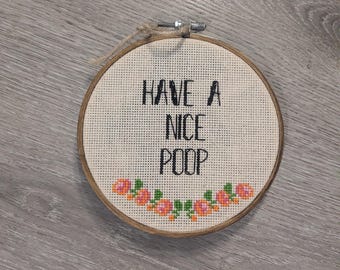 6 inch Embroidered Hoop "Poop"