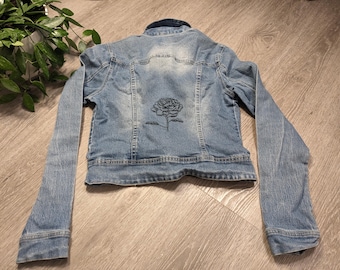 Women's M Embroidered Jean Jacket "flower"