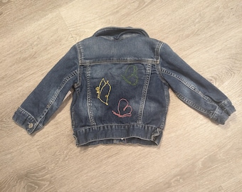Kids 18-24 month Embroidered Jean Jacket "butterflies"