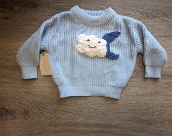 3-6 month Cloud Embroidered Sweater