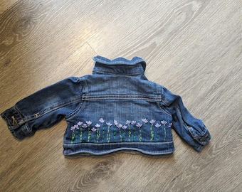 Baby 3-6 month Embroidered Jean Jacket "floral"