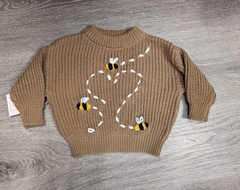 3-6 month Bee Embroidered Sweater