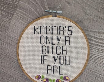 6 inch Embroidered Hoop "Karma"