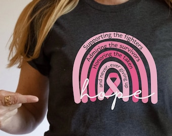 Camicia per il cancro al seno, Camicia arcobaleno del cancro, Camicia con nastro rosa, Camicia per la consapevolezza del cancro al cancro, Regali per il cancro al seno per le donne, Camicia rosa di ottobre