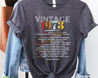 Camicia 50° compleanno, T-shirt vintage, Camicia vintage 1973, Regalo 50° compleanno donna, Camicia 50° compleanno uomo, Camicia retrò, Camicie vintage
