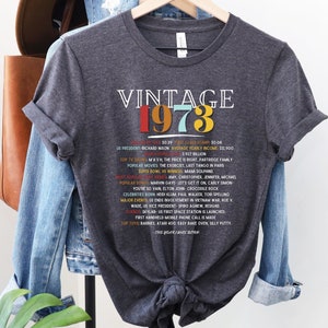 50e verjaardag shirt, Vintage T-shirt, Vintage 1973 shirt, 50e verjaardag cadeau voor vrouwen, 50e verjaardag shirt mannen, retro shirt, vintage shirts