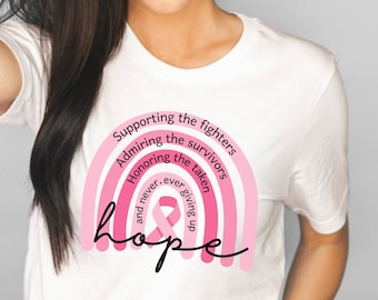 Camicia per il cancro al seno, Camicia arcobaleno del cancro, Camicia con nastro rosa, Camicia per la consapevolezza del cancro al cancro, Regali per il cancro al seno per le donne, Camicia rosa di ottobre