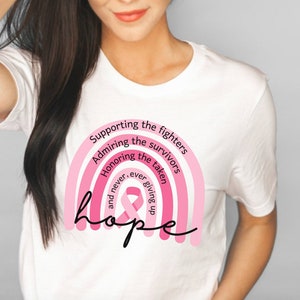 Camisa contra câncer de mama, camisa arco-íris contra câncer, camisa com fita rosa, camisa de conscientização sobre o câncer, presentes para mulheres com câncer de mama, camisa rosa de outubro