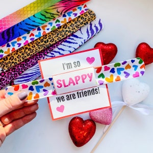 Slap Bracelet Valentines Day Card, Kids Valentine Card, School Valentines Cards, Printable Valentine, Valentine Tag, Slappy We are Friends