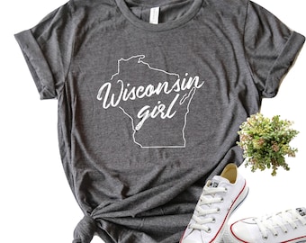 Camicia della ragazza del Wisconsin / Wisconsin camicia / Wisconsin t / Wisconsin maglia / camicia di stato