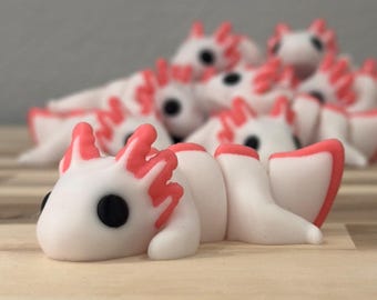 Ajolote blanco y rosa Wiggly Pal - Juguete antiestrés con impresión 3D - Animal articulado