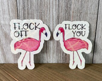 Flamingo Puns - Hand Drawn Waterproof Sticker Pair