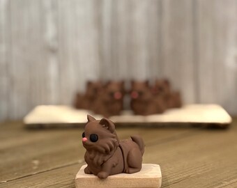Wiggly Brown Fluffy Cat - Articulated 3D Printed Fidget, Cute Flexi Desk Buddy Pet, Stress Relief Kitten