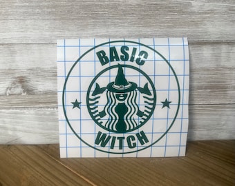 Basic Witch Starbucks Inspired - vinyl sticker decal - great for book covers cars windows laptops cups hydro flask snowboards etc