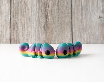 Juguete articulado de camaleón flexible impreso en 3D para escritorio sensorial, regalo bonito, compañero que se mueve
