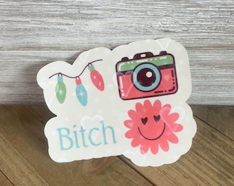 Lights Camera Bitch Smile - Swiftie Glittery Waterproof Sticker