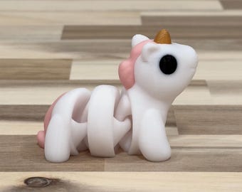 Unicorn Wiggly Pal - Juguete antiestrés con impresión 3D - Animal articulado
