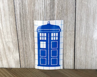 Calcomanía de vinilo de la Tardis de Doctor Who: ideal para portátiles, coches, tazas, termos, tazas, ventanas, neveras, tablas de snowboard, loncheras, cajas de herramientas, tabletas, vasos de café.