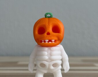 Pumpkin Skelly Wiggly Pal - Juguete antiestrés con impresión 3D - Animal articulado