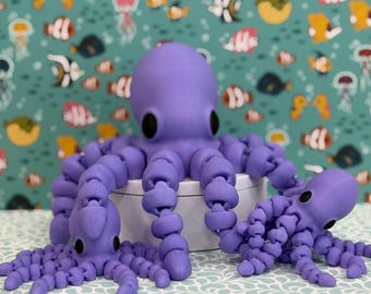 Octopus Wiggly Pal - Juguete antiestrés con impresión 3D - Animal articulado