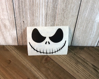Calcomanía de vinilo de Jack Skellington: ideal para portadas de libros, automóviles, ventanas, computadoras portátiles, tazas, termos, tablas de snowboard, etc.