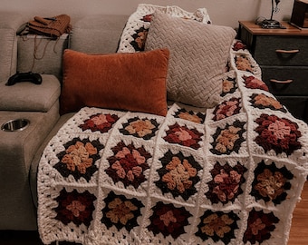 Chunky Granny Square Blanket CROCHET PATTERN for Beginners | Fast Easy Trendy Blanket