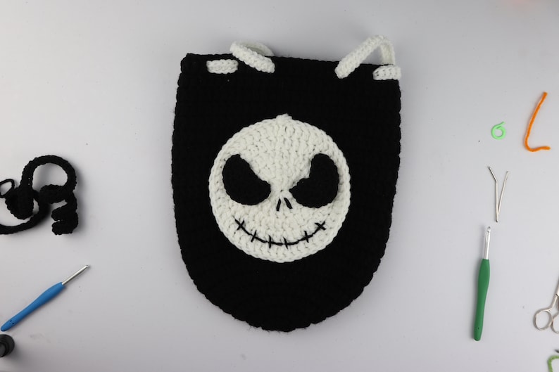 Crochet Halloween Bag PATTERN BUNDLE SALE Trick or Treat Candy Bag Pumpkin Witch Skeleton Frankenstein image 7