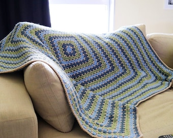 Cozy Cabin Throw Blanket Crochet PATTERN | Mindless & Easy Square Blanket for Beginners | Granny Block Stitch Afghan | PDF Download