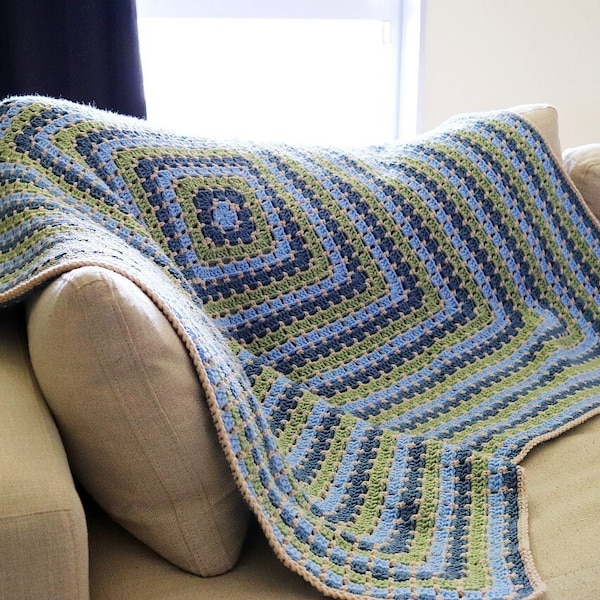 Cozy Cabin Throw Blanket Crochet PATTERN | Mindless & Easy Square Blanket for Beginners | Granny Block Stitch Afghan | PDF Download