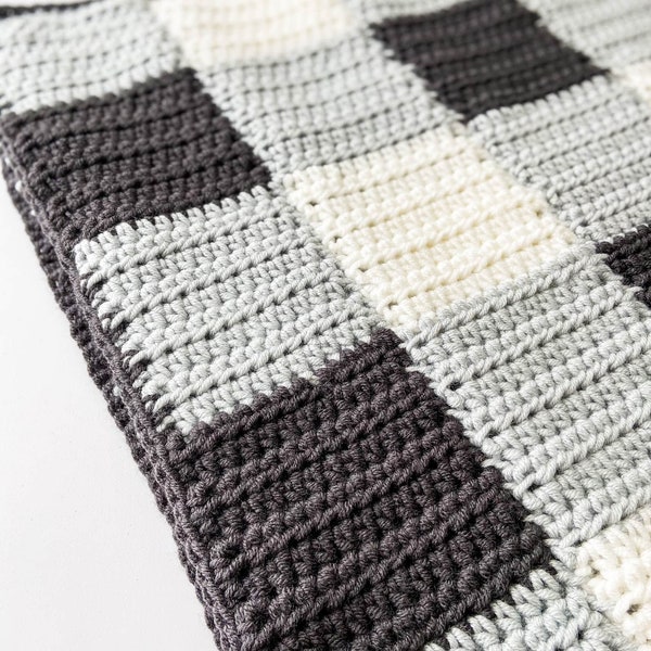 Cheaters Gingham Blanket Crochet PATTERN | Chunky Afghan Throw For Beginners | Picture & Video Tutorial | Easy Customizable Baby Blanket