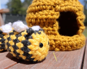 Bumble Bee + Beehive CROCHET PATTERN - Bumblebee Amigurumi Toy - Baby Shower Gift - TikTok Bee Crochet for Beginners - Quick & Easy