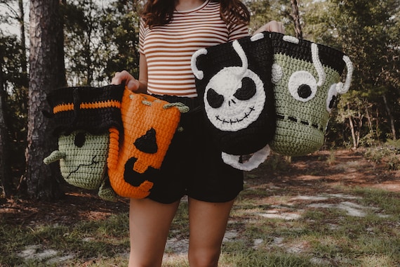 Crochet Halloween Bag PATTERN BUNDLE SALE | Trick or Treat Candy Bag | Pumpkin Witch Skeleton Frankenstein