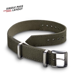 22 mm Vintage militaire olijfgroene canvas horlogeband OD#7 WOII