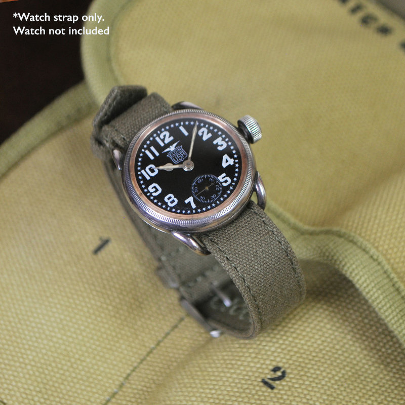16mm ヴィンテージ ミリタリー オリーブドラブ キャンバス ウォッチ