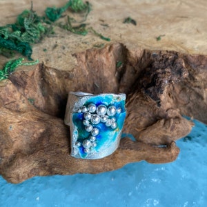 Sterling Silver & Enamel Seascape Ring