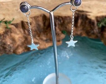 Sterling silver and labradorite earrings with star droplet