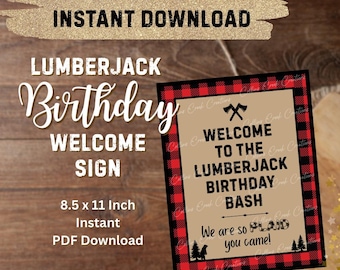 Lumberjack Birthday Sign: Buffalo Plaid Party Decor (PDF Instant Download)