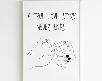 Love story poster, cute gift husband, eternal love, cute gift for wife, cool wedding gift, fun anniversary gift, 10th wedding gift